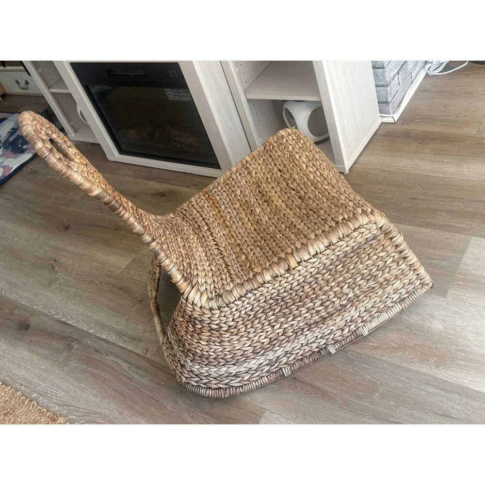 Vintage IKEA Gullholmen Rocking Chair Woven Banana Leaf Rattan Boho Lounge
